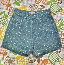 Vintage 90s green  white all over floral Arizona denim shorts 27  waist