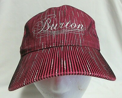 ''BURTON'' SNAPBACK CAP WOMAN RASPBERRY STRIPE EMBROYERED STAFF 100% COTTON