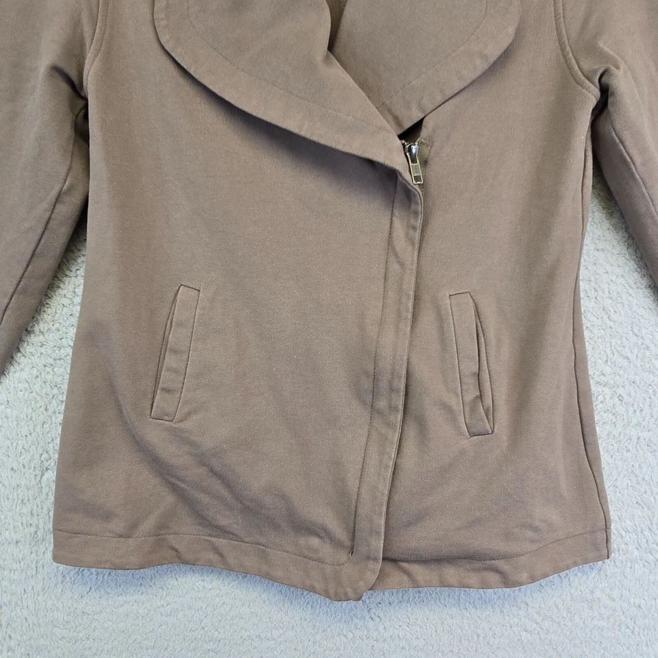 Chaqueta corta Caslon para mujer XS marrón cremallera moto elástica Anthropologie Preppy Foto 4 de 4