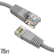 75FT Cat5E RJ45 Ethernet LAN Network UTP Snagless Patch Cable Pure Copper Gray