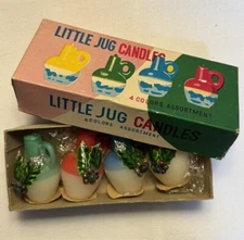 Vintage Little Jug Candles Set Peacock Brand Goshi Kaisha Japan