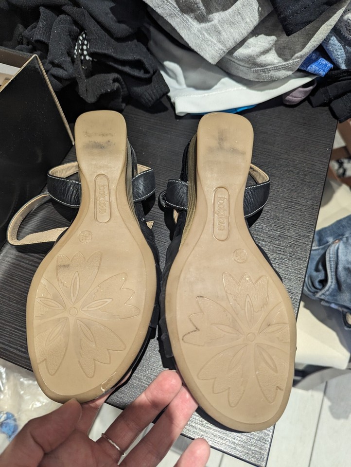 Ladies Footglove Black Leather Sandals. Size 3.5 eBay