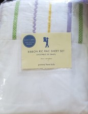 Pottery Barn Kids NEW Ribbon RIC RAC Twin SHEETS girl Lavender Purple Green