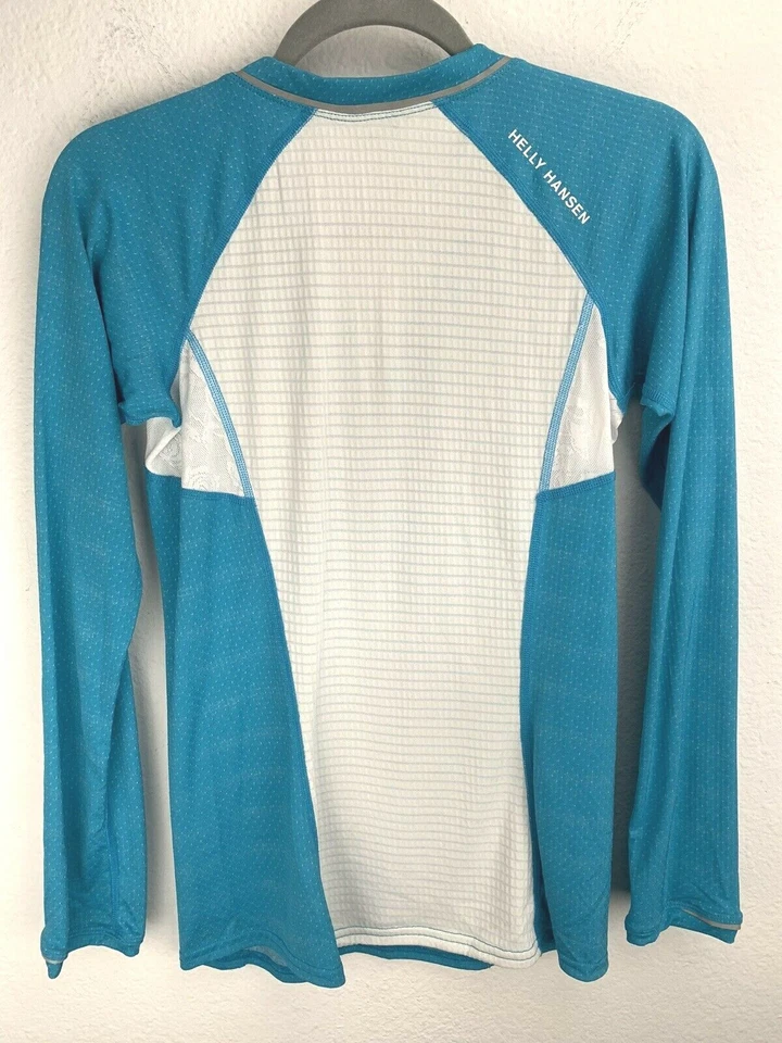 Top Helly Hansen Manga Larga Talla S Pequeño Azul Teal 48119 Lifa 1/4 Cremallera Cuello en V Foto 2 de 4