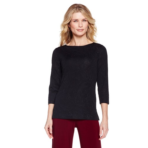 CSC Studio by C.Strauss Charming Fashionable Boat-Neck Top 309193-J - Picture 3 of 3