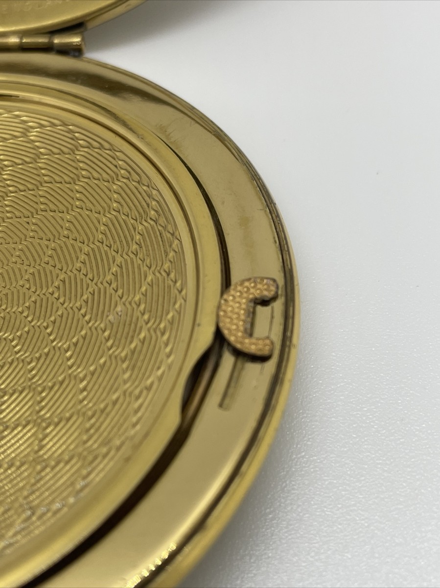 Vintage KIGU Brass Mirror Compact - Spiral Motif - Made in Vintage KIGU Brass Mirror Compact - Spiral Motif - Made in