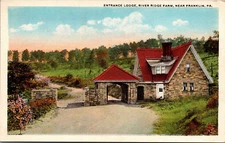 Postcard Entrance Lodge River Ridge Farm Near Franklin Pennsylvania Unposted