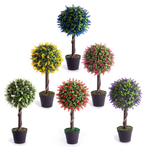 Best Artificial 2ft 60cm Lavender Flower Ball Topiary Tree Garden Outdoor Plant - Afbeelding 1 van 17