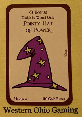 Munchkin +3 Bonus Pointy Hat Of Power Card USED Steve Jackson Games SJG