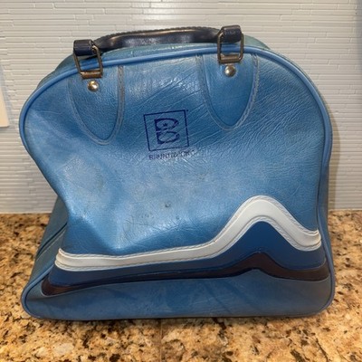 Vintage Brunswick Bowling Ball Bag Pastel Blue Travel Luggage Hand Carry On Old