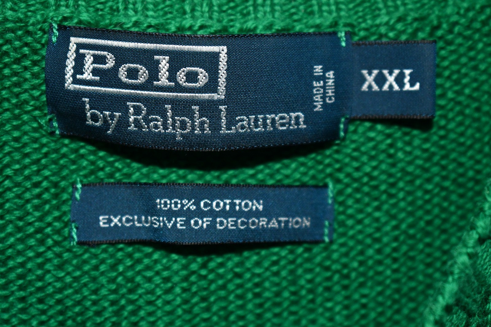 Polo Ralph Lauren Cotton Kelly Green Sweater Size XX Large Great Condition thumbnail 2