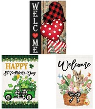 3 Pack Valentines Day Garden Flag St Patricks Day Garden Flag Easter Garden F...