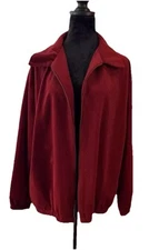BON WORTH Vintage Petite Size XL Zip Up Ladies Light Weight Red Jacket Ribbed