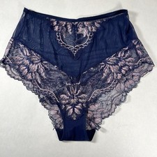 Soma Sheer Navy Panties w/Lace Trim Size Large