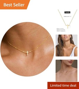 Authentic Elegant Cross Pendant Necklace - Adjustable 14K Gold Plated Jewelry for Gifting
