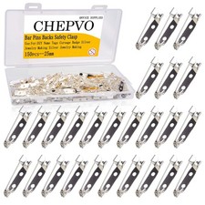 150PCS Bar Pins Backs Safety Clasp, Silver Locking Pins 25MM Brooch Clasp Pins B