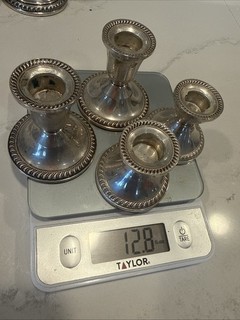 Duchin Creation Sterling Silver Weighted Set of 4 Candlestick Holders