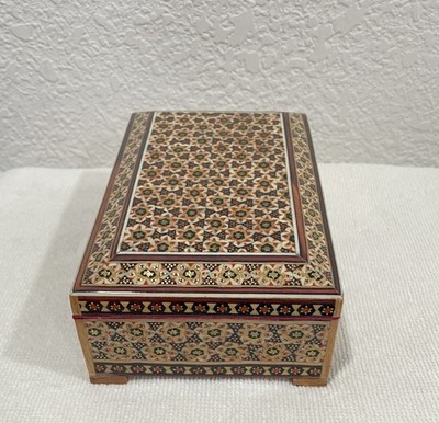 Persian Handcrafted Wooden Inlaid Khatam Marquetry jewelry box