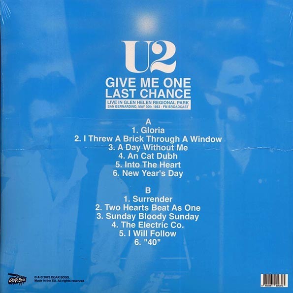 U2 Give Me One Last Chance Live In San Bernardino 1983 Splatter