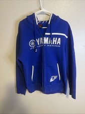 Vintage Y2K Yamaha Factory Racing Blue Hoodie Full Zip Medium Promo Spell Out