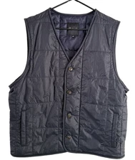 Madewell Quilted Lightweight Puffer Vest Men Size M Black V Neck Button Front