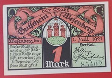 Germany Wesenberg 1 Mark 1921 aUNC