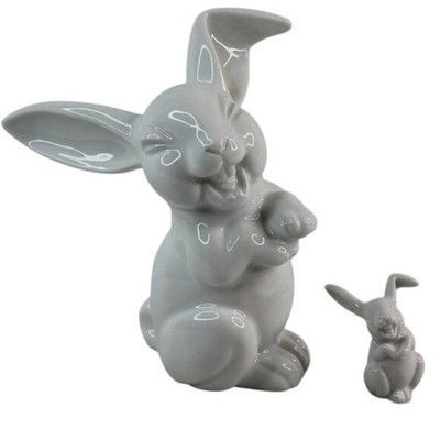 VTG 1940 MCM Rosenthal Germany Max Friz Porcelain Figurine Laughing Rabbit 2 PC