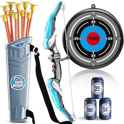 LED Archery Set for Kids with 10 Suction Arrows Target and Quiver Toy Fun
