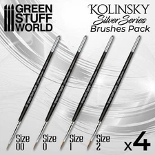 Green Stuff World: Kolinsky Paint Brush Set - SILVER SERIES - 4 Brushes