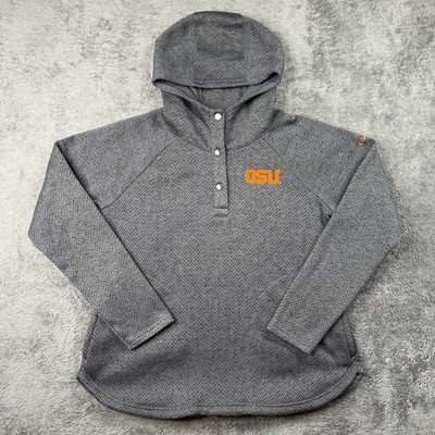 OSU Oregon State Beavers Columbia Herringbone Fleece Hoodie Womens XL Snap T