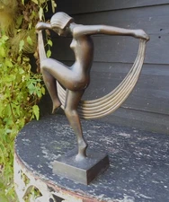 Quality Vintage French Art Deco Style Cold Cast Bronze Dancing Girl 24cms High