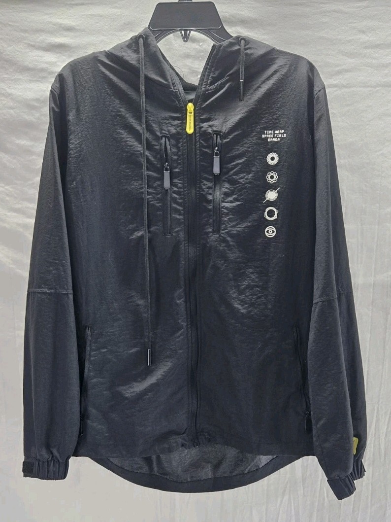 Black Windbreaker Full Zip Jacket