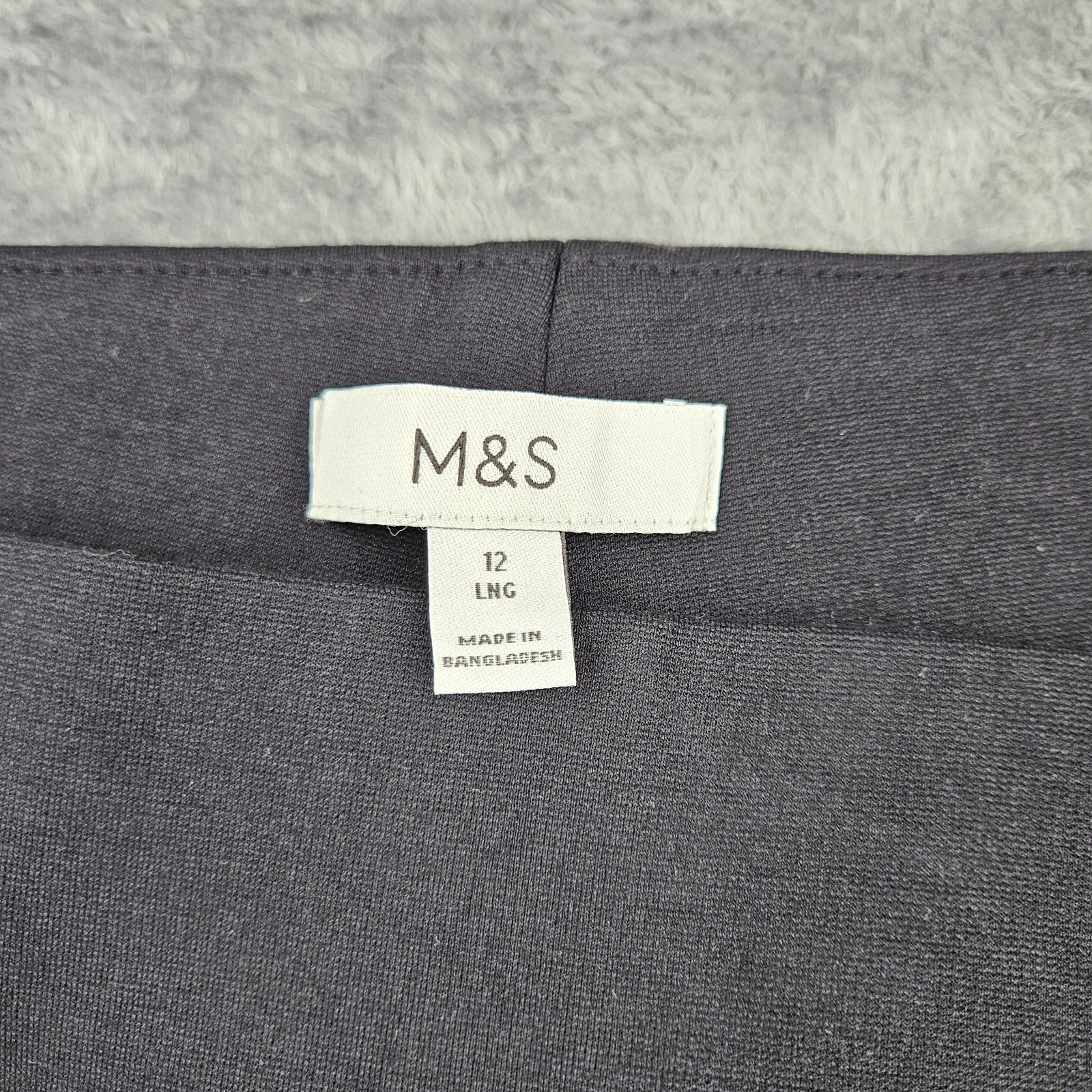 M&S Black Pull On Jersey Trousers UK12 Long Stretch Smart Work Bootcut image 4