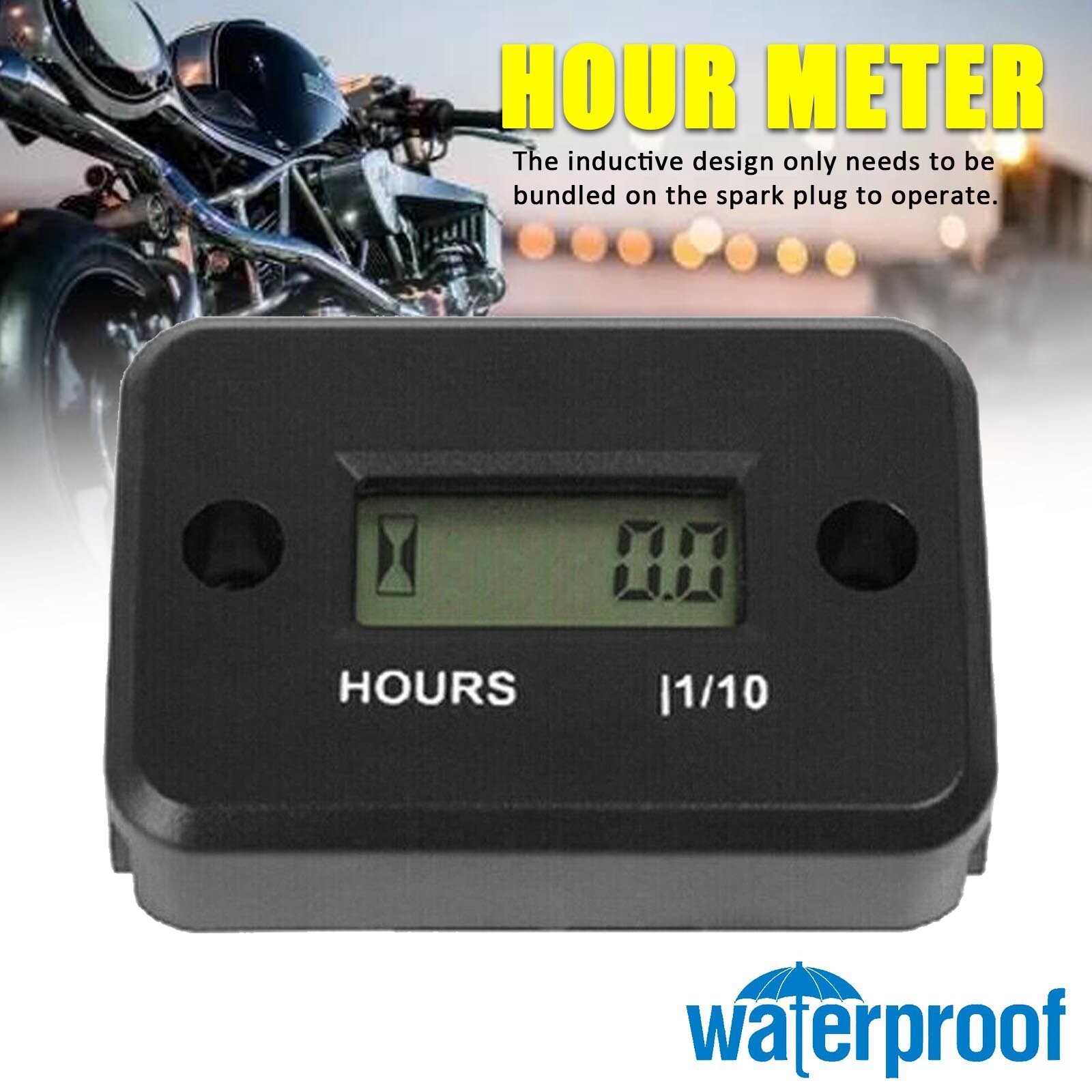 Small Digital Hour Meter For Lawn Mower Generator Motorcycle ATV Waterproofwf