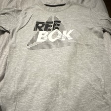 Reebok Boys Size 10/12 Gray Logo Graphic Print Short Sleeve Crew T-Shirt