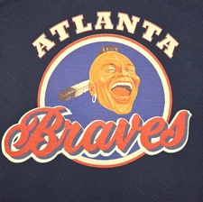 Custom Made Atlanta Braves Chief Noc A Homa Short Sleeve T Shirt Blue Medium 