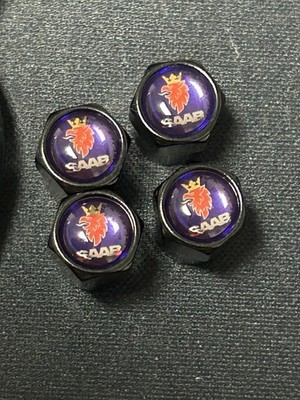 Saab Ventilkappen mit Logo Schwarz