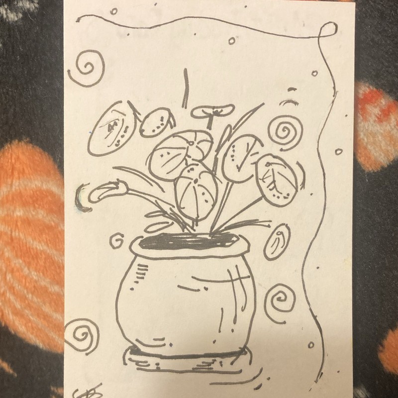 ACEO OOAK Original "Pothos" Plant Still Life by Elsa Ratliff Whimsical Nature