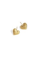 14ct Gold-Plated Textured Heart Stud Earrings (Design 2)