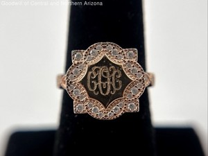 925 Sterling Silver/Vermeil Size 7 Signet Ring w/ CZ 4.09g
