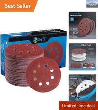 Durable 72 PCS 5" Hook & Loop Sandpaper - Perfect for Wood and Metal Finishing 0.33 per gallon