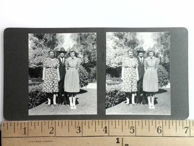 A Family in Santa Barbara 1933 Stereoview Card Black & White 1st Edition