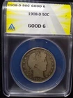 1908 D Barber Half Dollar ANACS Good 6 Exact Coin