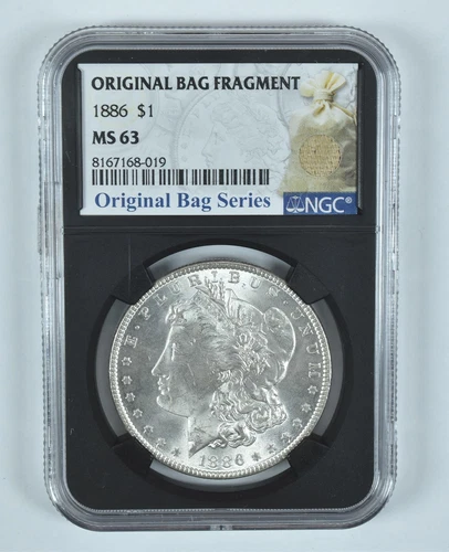 1886 Morgan Silver Dollar Original Bag Fragment MS63 NGC *7785