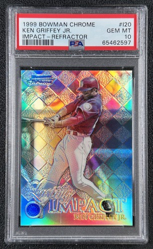 KEN GRIFFEY JR. PSA 10 1999 BOWMAN CHROME #I20 LASTING IMPACT REFRACTOR POP 17