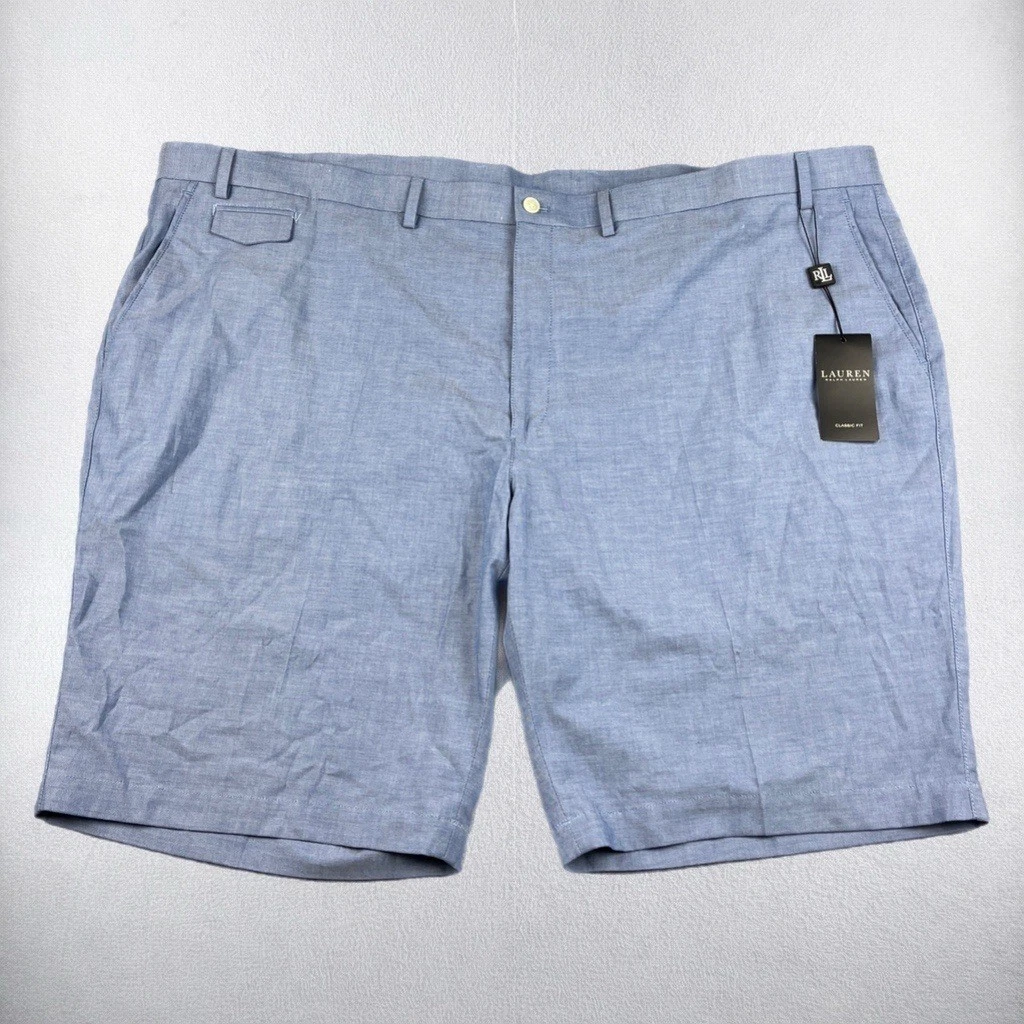 Lauren Ralph Lauren Chino Shorts Mens 50 R Blue Golf Flat Front 10" Inseam NWT