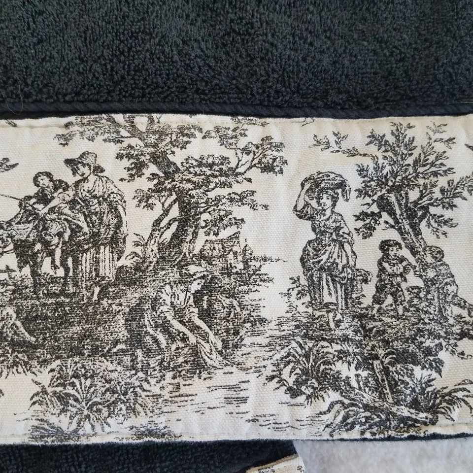 2 toallas de mano Lauren Ralph Lauren negras blancas LRL de 15" x 30" gruesas Foto 2 de 4