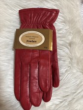 Fownes Fleece Lined Genuine Leather Gloves, Red, Small-7 1/2