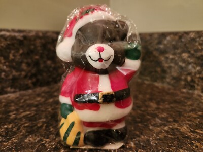 Vintage Robert Alan Candle Co. Philadelphia Christmas Santa Teddy Bear Candle 4''