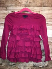 NWT GAP KIDS GIRLS XS 4-5  LONG SLEEVED RUFFLE TOP TEE T SHIRT